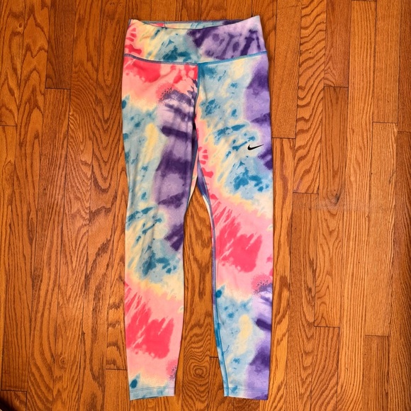Nike Women’s Training Dri-FIT One Mid-Rise 7/8 Tie Dye Leggings Size Small - Picture 3 of 13